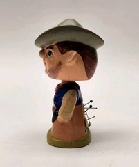 Vintage Bobblehead Cowboy Pincushion W/ Built-in Tape Measure Japan