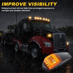 5 Pack 34 LED Semi Truck Cab Lights, Waterproof Chrome Amber Roof Markers