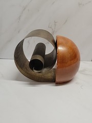 Vintage 1930s Art Deco Brass Wood Coil Spiral Revere Rome NY Bookend Fred Farr