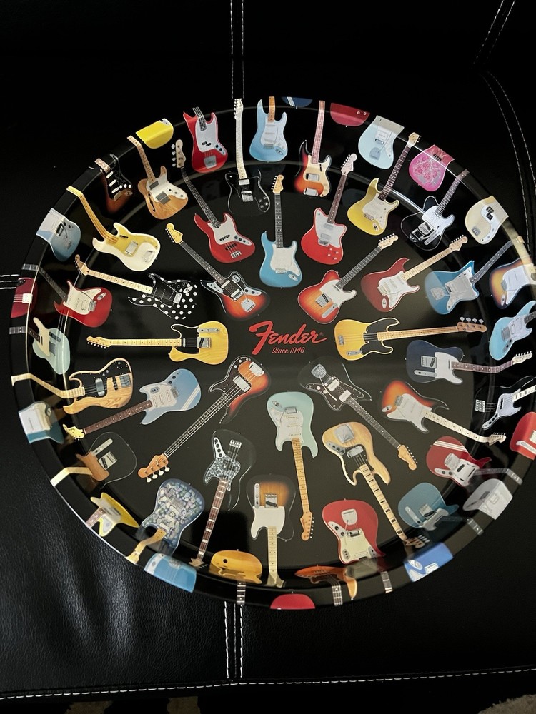 Electro Lounge Guitars Serving Tray with various iconic Fender guitar models