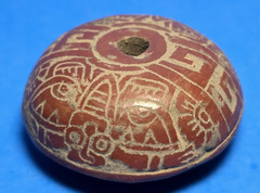 PRE-COLUMBIAN MIXTEC DECORATED CERAMIC SPINDLE WHORL