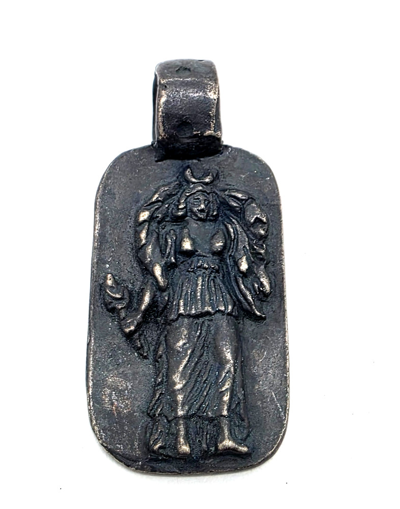 Ancient Greek Roman Silver Pendant Goddess Moon Selene Luna Artifact