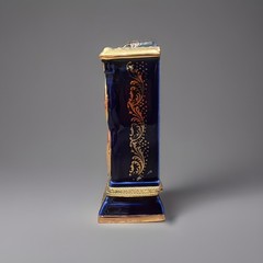 Imperial Limoges France Cobalt Blue Porcelain Miniature Clock 22K Base Only