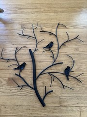 1960’s Birds Tree Branches Black Blue Gold Metal Wall Art MCM MID CENTURY MODERN