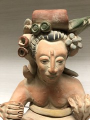 Antique Pre-Columbian Maya Mexican Red Clay Terracotta Pottery Figurine 9”