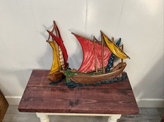 S/2 Vintage Cast Aluminum Ships – Nautical Wall Decor Art – Midwest 1993