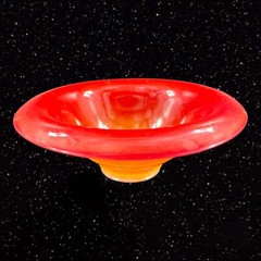 Antique 1920s Northwood Chinese Coral Amberina UV Glow Footed Rolled Rim Bowl