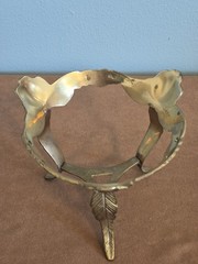 Ornate Floral Brass Bowl Tripod Stand Display