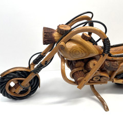 Vtg Wooden Handcrafted Motorcycle Harley Davidson Style ? 6 1/2 Inches High