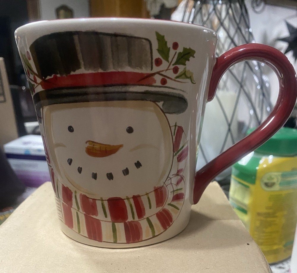 Longaberger Top Hat Snowman Mug and Luncheon Plate Set. New In Original Box