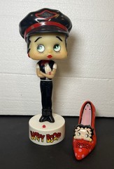 Betty Boop Lot Of 2 – 2003 Biker Girl Bobble Head Motorcycle & Shoe Salt Shaker