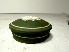 RARE – LATE 19TH CENTURY- WEDGWOOD SAGE GREEN JASPERWARE – INK WELL – CLASSICAL
