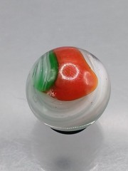 .64″ Akro Corkscrew Popeye Red, Green, White Christmas Marble- #CE125