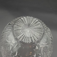 Crystal Clear Heavy 24% Lead Crystal Rose Bowl Vase Etched Tulips Scalloped Top