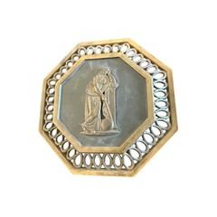 Vintage Greek Mythology Relief Plaques Set Of 6 Octagonal Brass Wall Decor