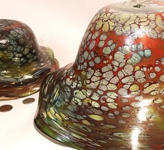 CLUSTER vtg studio art glass sculpture bowl goose bay yellowstone park western