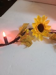 Boxed Lighted Harvest Garland Scarecrows Sunflowers Orange Light Set W/ Box Avon