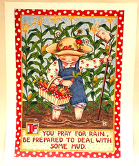 Vintage Mary Engelbreit Poster, If You Pray For Rain, 16″x20″, 1993 Unframed