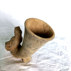 300 BC Ancient Roman Clay Terracotta Drinking Rhyton Very Rare Pottery Artifact