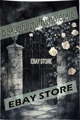 Dark Cemetery Wall Hanging Tapestry Gothic Floral Scene 39X59 in