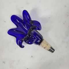 Vtg Murano 3pcs Crystal Flower Cork Stopper Pink Blue Green Hand Blown Art Glass