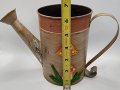 Vintage Mushroom Custom Watering Can Hand Painted Farm House deco Brown an Green