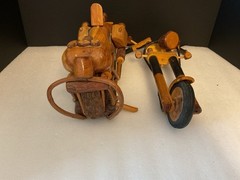 VTG Large Wooden Motorcycle Handmade Collectible Sculpture Cycle 18” Chopper