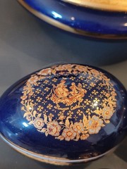 Limoges Castel French Porcelain Blue & gold Collection 10 Piece Set Miniature