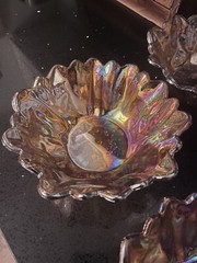 Indiana 1970’s Carnival Glass Sunflower Bowls Set of 4 | Lily Pons | Amber Retro