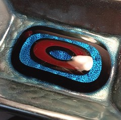 ’60s MCM ITALY vtg enamel ring dish arts & crafts copper laurana blue eye coin