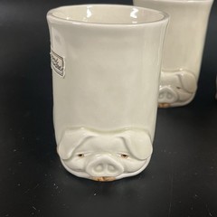 Vintage Fitz and Floyd “PORKY MUG” Cups No handle Set Of 4
