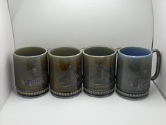 WADE Pottery Ireland Set of 4 St. Paul’s Cathedral & London Bridge Coffee Mugs