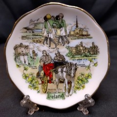 Vintage Ireland Souvenir Trinket Dish Fine Bone China Small Decorative Plate Rim