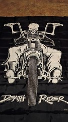 Large Vintage 80’s Death Rider Motorcycle Biker Flag Tapestry Wall Hanging