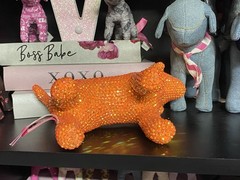 Orange Rhinestone Bling Victoria’s Secret VS PINK Mini Dog Y2K Vintage