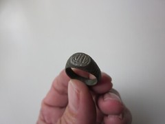 very rare ancient Viking engraved massive small bronze ring with runes. IX – X A