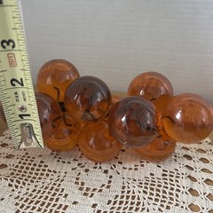 Vintage MCM Amber Orange Lucite Grape Cluster Large Driftwood Stem