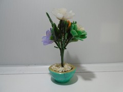 VINTAGE LUCITE ACRYLIC FLORAL POTTED BONSAI TREE 5″ HONG KONG UNBRANDED (VIN57)