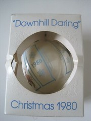 Norman Rockwell Christmas Ornament Schmid Downhill Daring Christmas 1980 Vintage