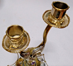 Copa Collection Made in Brazil Brutalist Mixed Metal and Amethyst Candleabra
