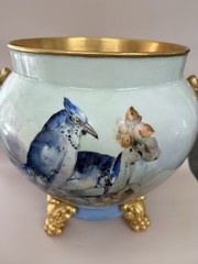 Antique Limoges France Large Hand Painted Porcelain Jardiniere