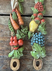 Spoon & Fork Set Fruit & Vegetable Homco 7455 A Kitchen Wall Decor Hard Plastic