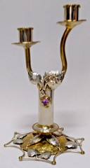 Copa Collection Made in Brazil Brutalist Mixed Metal and Amethyst Candleabra