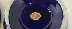 Enesco Japan Imports Cobalt Blue Gold Lidded Dish and Vase Set, Vintage