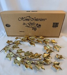 2 Vtg HOME INTERIORS Brass Art Ivy Leaf Leaves Picture Accents Ea 18” x 12” NEW