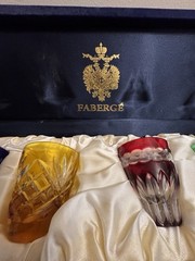 Faberge Na Zdorovye Cut Crystal Vodka Shot Glasses Set Of 4 With Box
