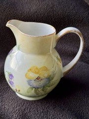 Schmidt S. Catarina Porcelain Pansies Creamer handpainted by Edythe~Brazil