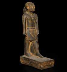 Rare Ancient Egyptian Standing Noble Statue Black Basalt Style Ankh Hieroglyphs