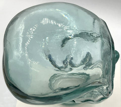 Aqua Blue Life-Size Glass Human Skull Mannequin Head Halloween Horror Goth Jar