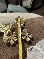 3 Piece Home Interiors Wall Decor Gold Colored Metal Birds With Flowers